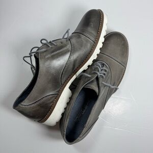 Romano Sicari Gray Leather Oxford Shoes Size 38 7.5 Women Made in Italy Academia